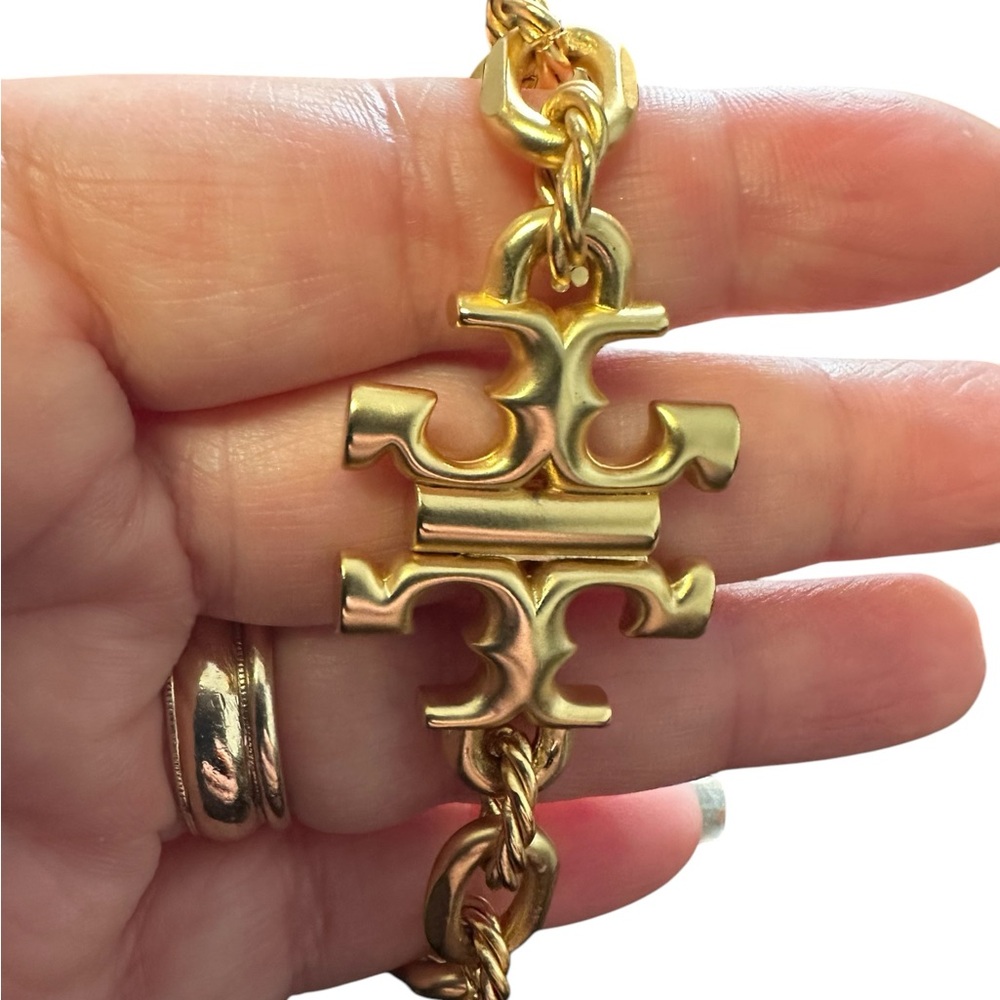 TORY BURCH • Gold Torsade Engraved Logo Bracelet NWOT - Picture 6 of 7